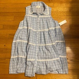 Aura Blue and White Plaid Mini Dress